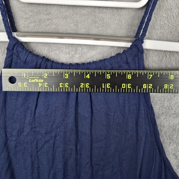 Mud Pie Women Navy Blue Halter Dress Macrame Fringe Hem Boho Summer Size M 8-10 - Picture 10 of 13